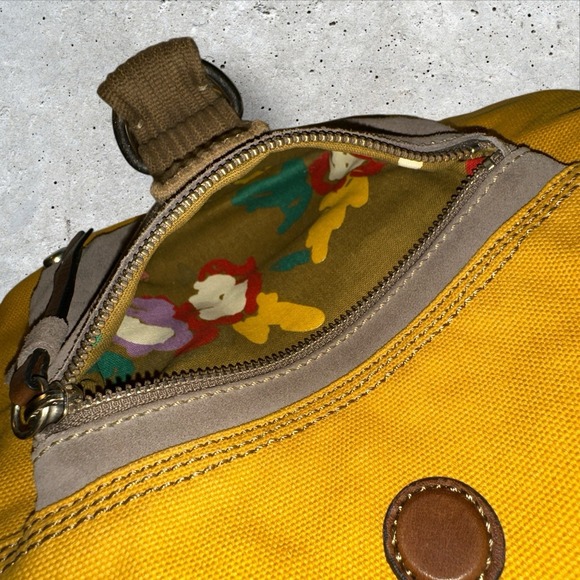 Vintage Fossil Cargo Shoulder Bag‎ Purse Utility Hobo Canvas Safari Yellow - Picture 7 of 16
